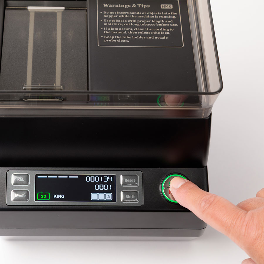 Bedieningspaneel van de Hawkmatic HK-6 met display en startknop